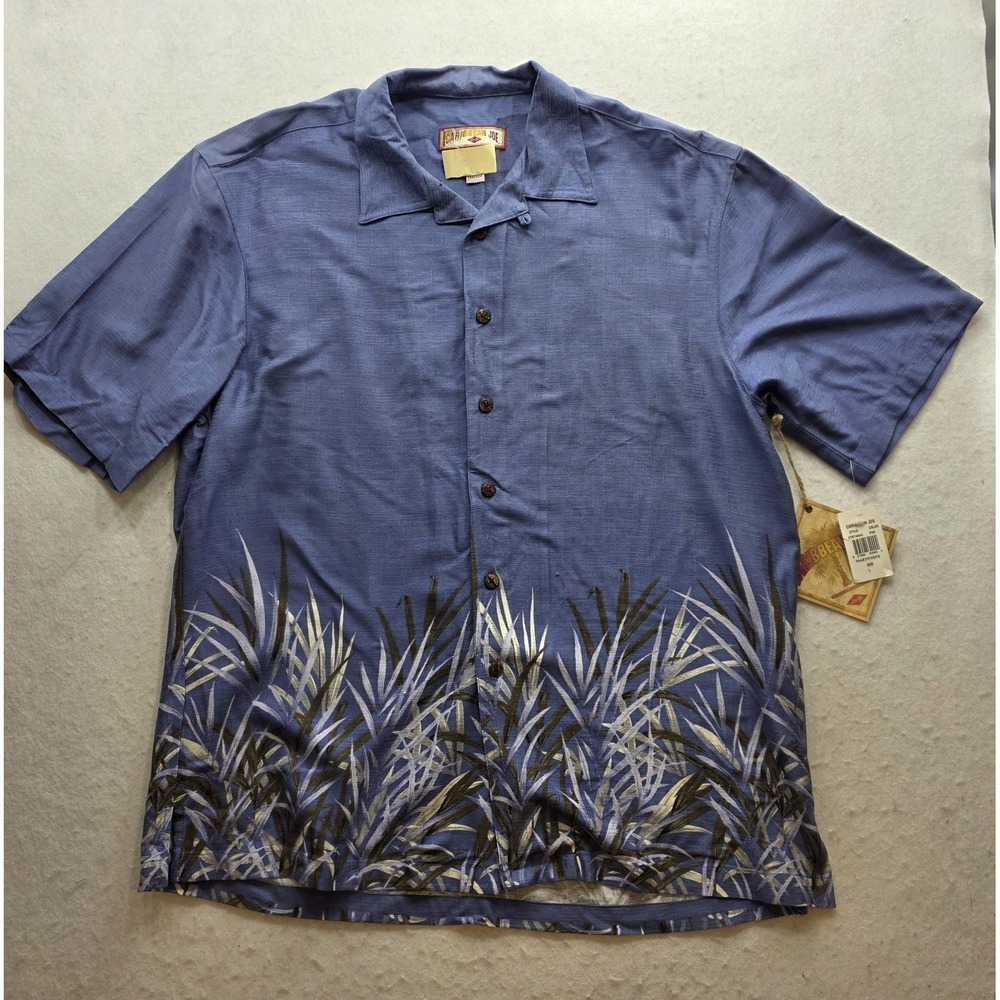 Caribbean Joe D767HAC Men's Blue Hawaiian Casual Short Sleeve Shirt. NWT. Size L - Picture 2 of 8